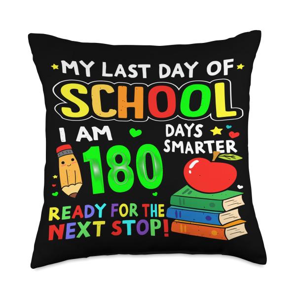 Happy Last Day of School Gifts Boy Girl Kids End of The Year Throw Pillow