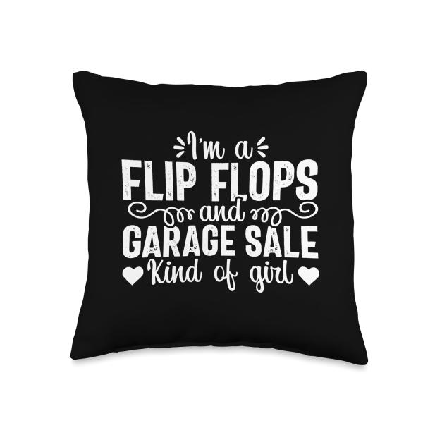 Garage Sale Flip Flops Yard Sales Funny Thrift Store Throw Pillow