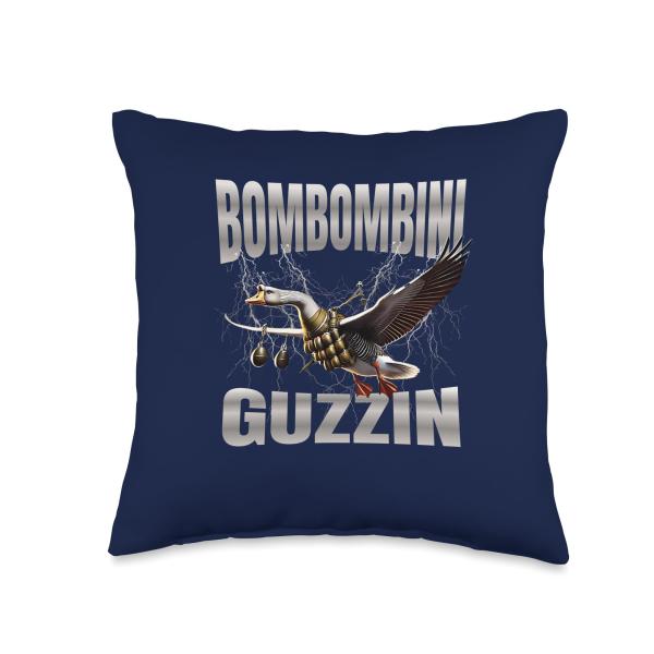Bombombini Guzzini Brainrot Italian Brainrot Bootleg Meme Throw Pillow