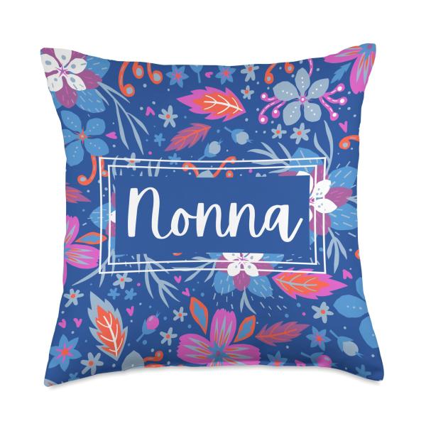 Nonna Italian Grandma Floral Personalized Mother's Day Throw Pillow