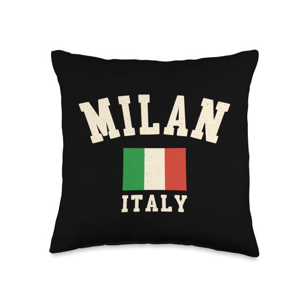 Vintage Milan Italy Italian Flag Italia Souvenir Retro Throw Pillow