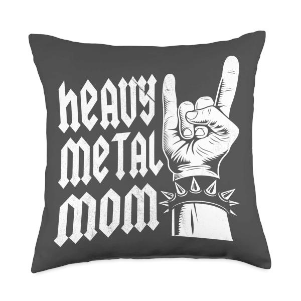 Heavy Metal Mom Rocks Rockhand Devil Greeting Mother's Day Throw Pillow