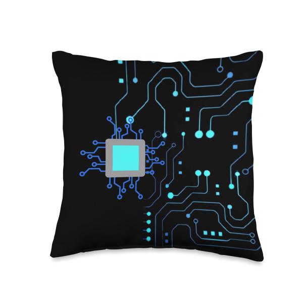 CPU PC Sci-fi Movie Tees Circuit Board Geeks Computing Throw Pillow