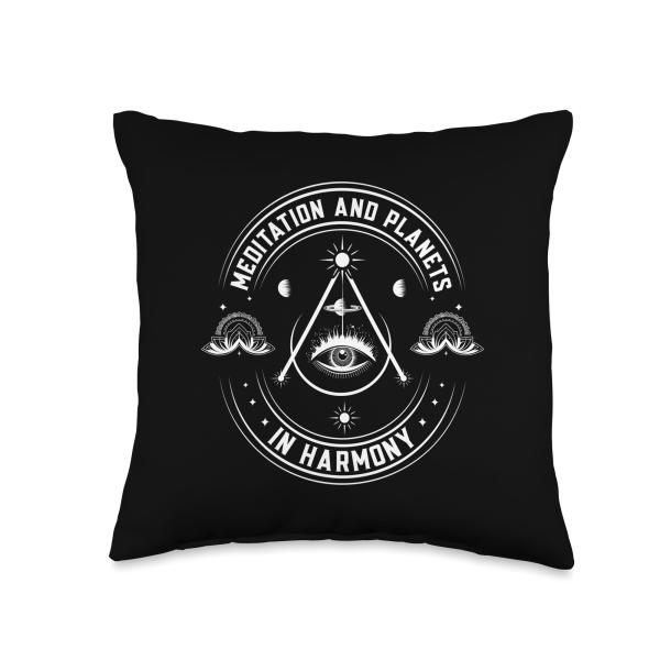 Cosmic Harmony Between Planets and Mindfulness Fun Throw Pillow