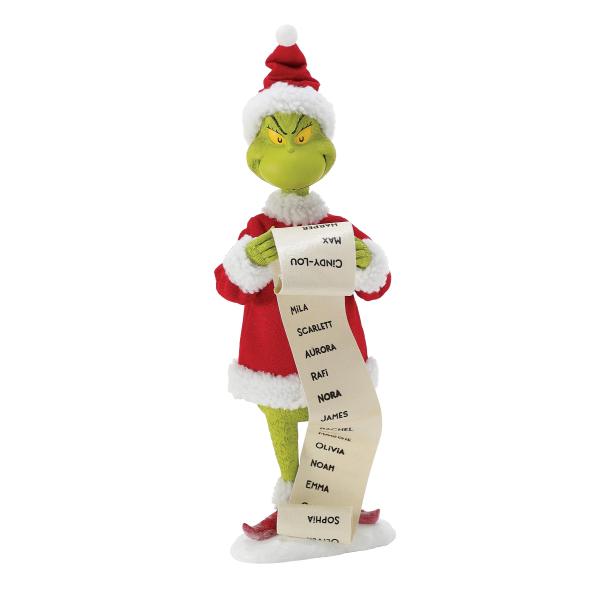 Department 56 Possible Dreams Dr. Seuss Grinch Holding Nice Listフィギュア、12インチ、マルチカラー