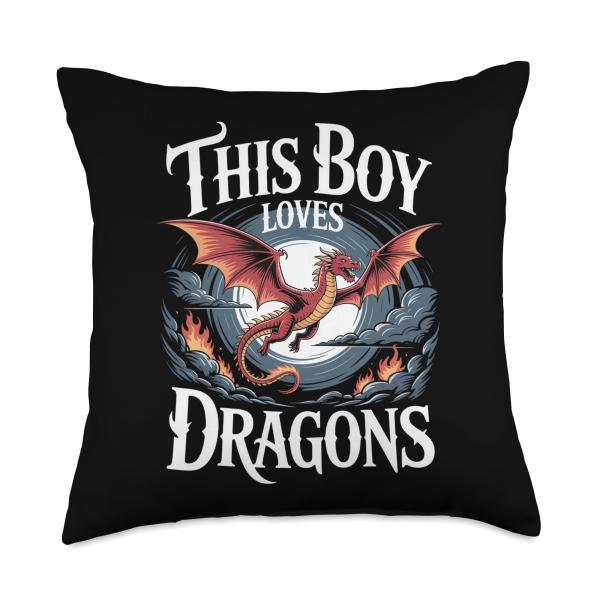 This Boy Loves Dragons Boys Dragon Throw Pillow
