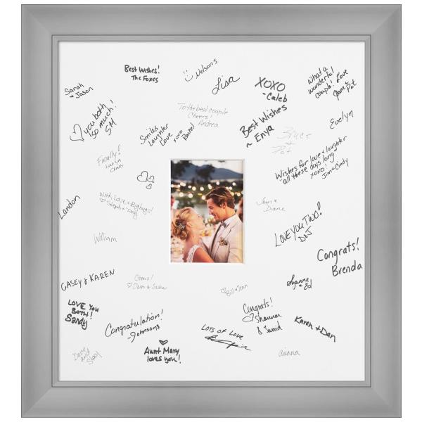 Amanti Art Signature Mat 5x7 Picture Frame, Photo Frame Wedding Guest Book Alternative, Autograph Picture Mat for Signature Board, Wedding Celebration