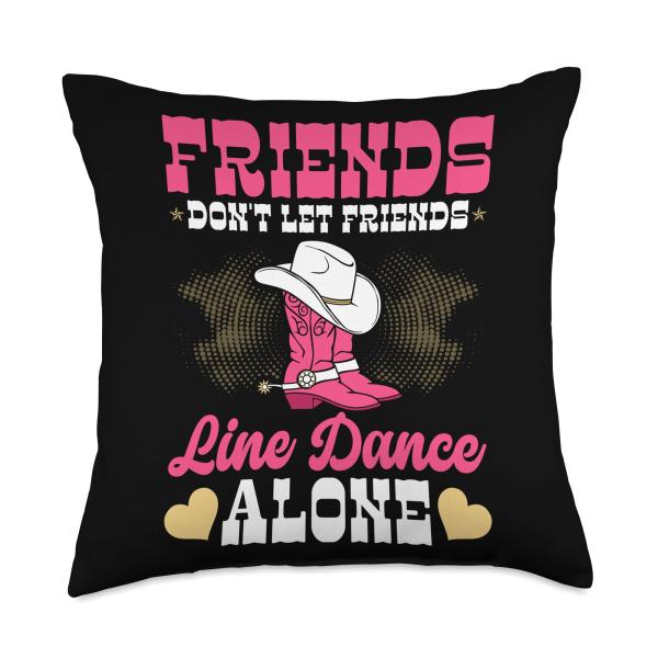 Line Dancing Friends Country Western Line Dance Throw Pillow