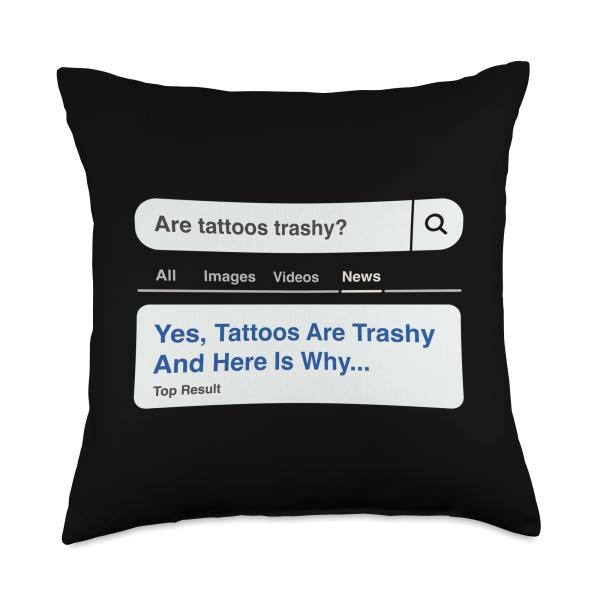 Tattoo Sarcasm Meme Search Joke Irony Ink Culture Clickbait Throw Pillow