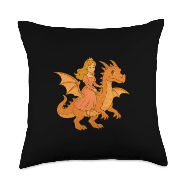 Flying Princess with Dragon Costume for Fairytale Lovers Throw Pillow