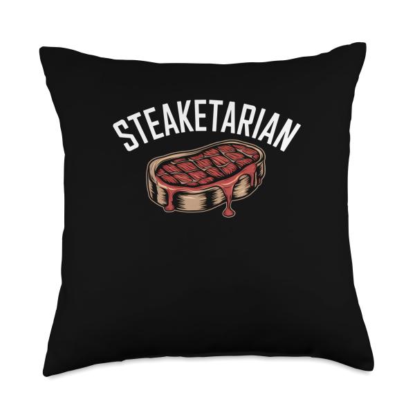 Steak Ribeye For Meat Eater Throw Pillow