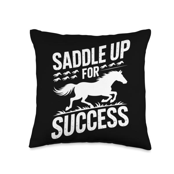 Saddle Up For Success Equestrian Theme Throw Pillow