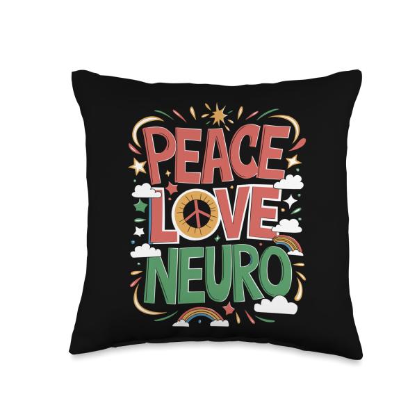 Peace Love Neuro, Neurologist Nurse Neurology Nursing Throw Pillow