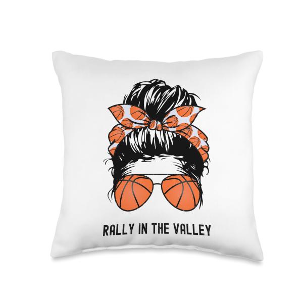 Basketball Fan Messy Bun Mom Mama Basketball Sunshades Throw Pillow