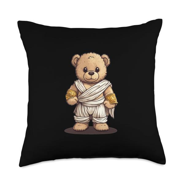 Adorable Bear Bringing Greek Energy for Adults and Kids Throw Pillow