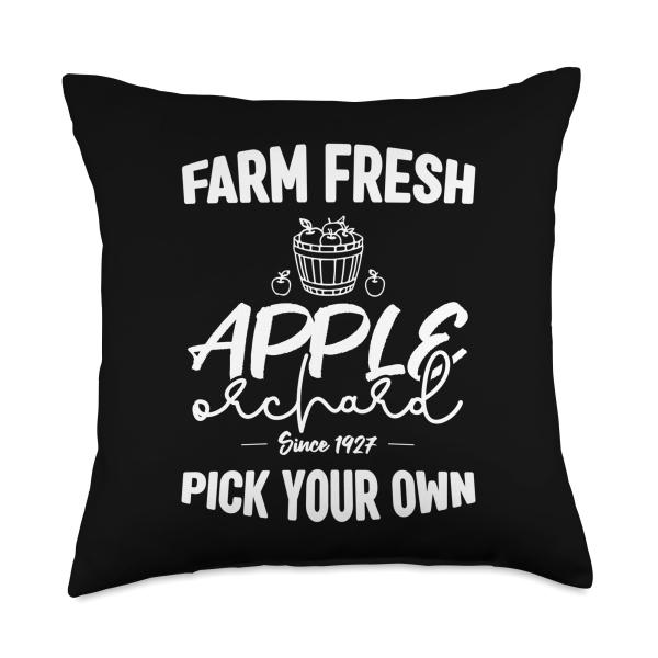 Farm Fresh Apple Orchard Since 1927 Pick Your Own Apple Throw Pillow