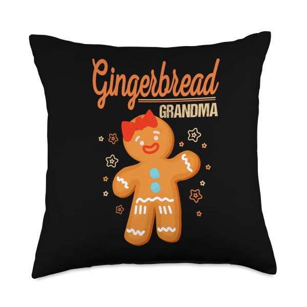 Gingerbread Grandma Funny Gingerbread Cookie for Christmas Throw Pillow