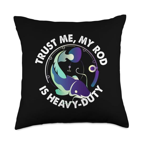 Trust Me My Rod Is Heavy-Duty Flathead Fishing Throw Pillow
