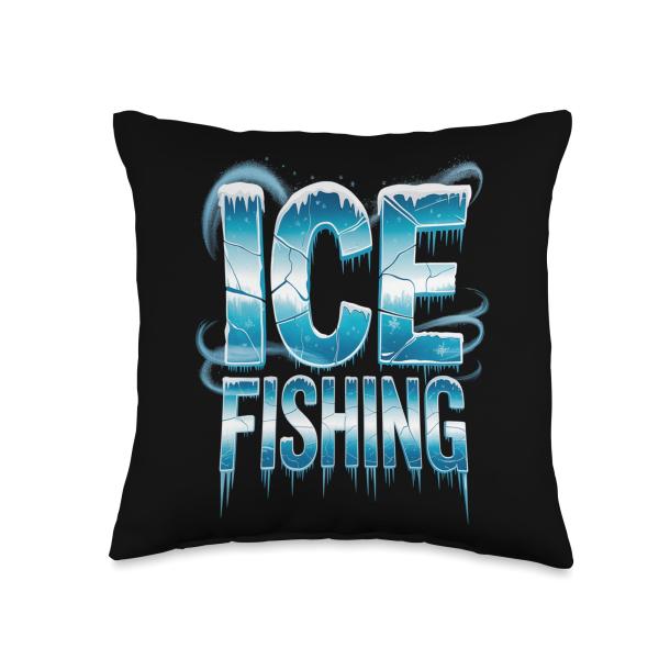 Ice Fishing Throw Pillow