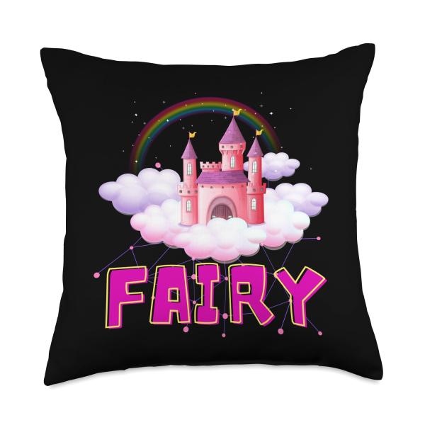 FAIRY Cloud Castle Rainbow Art Throw Pillow