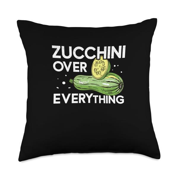 Zucchini Over Everything Funny Courgette Summer Squash Lover Throw Pillow