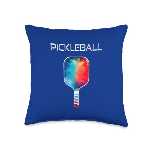 Colorful Pickleball Paddle Funny Smash Player Art Throw Pillow