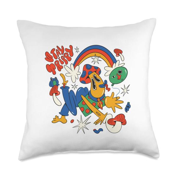 Psychedelic Fungi Pop Art - Stay Trippy Throw Pillow