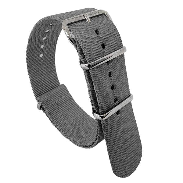 NATO〓 Premium Classic Nylon Watch Strap Military Ballistic Reeplacement Watch Band 16mm 18mm 19mm 20mm 22mm 24mm Stainless Steel Hardware (Grey, 16mm