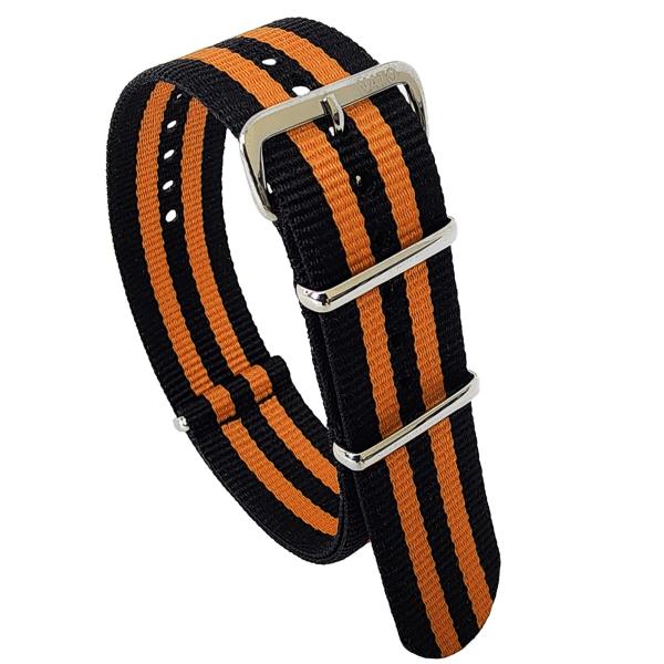 NATO〓 Premium Classic Nylon Watch Strap Military Ballistic Reeplacement Watch Band 16mm 18mm 19mm 20mm 22mm 24mm Stainless Steel Hardware (Black - Or