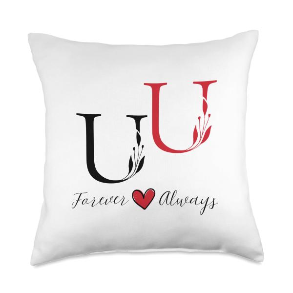 U ＆ U Couples Initials, Wedding, Anniversary, Mr ＆ Mrs Throw Pillow