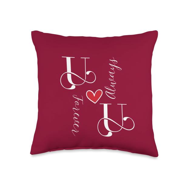 U ＆ U Couples Initials, Wedding, Anniversary, Mr ＆ Mrs Throw Pillow