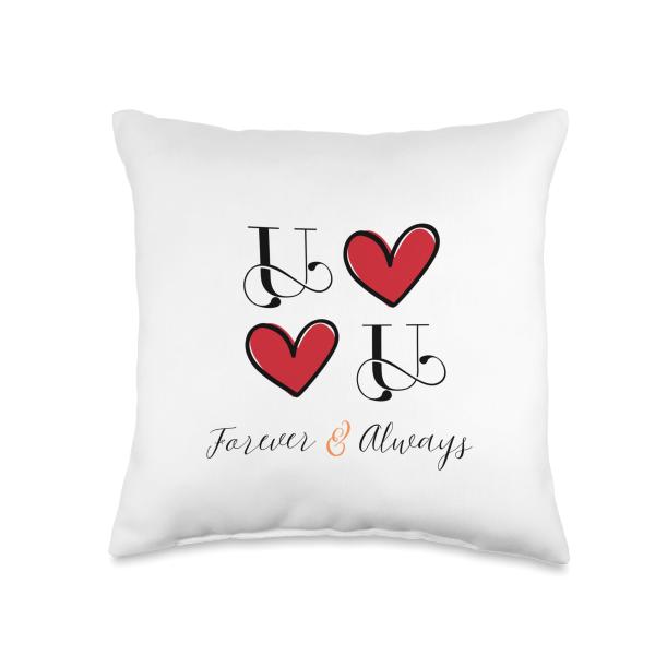 U ＆ U Couples Initials, Wedding, Anniversary, Mr ＆ Mrs Throw Pillow