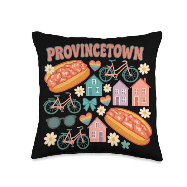 Provincetown Lobster Roll Bike Coastal Pride Design Throw Pillow