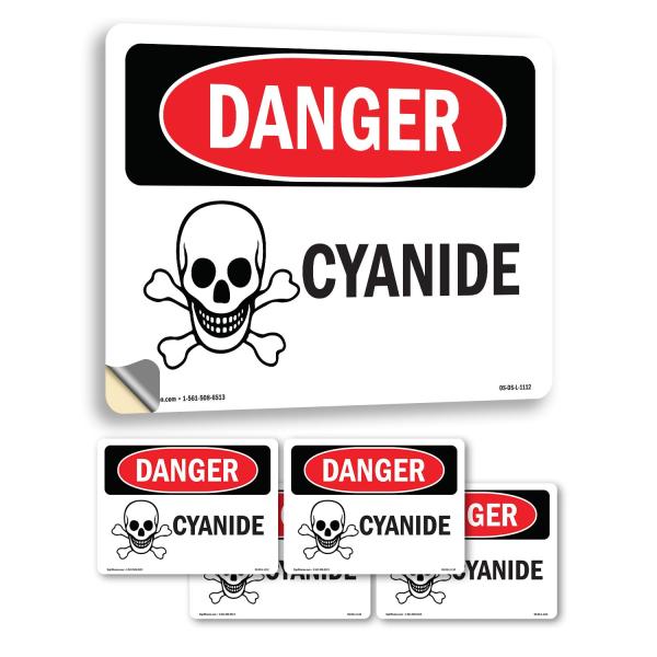 Cyanide OSHA Danger Vinyl Decal Label 7 Inch x 5 Inch - 5 Pack