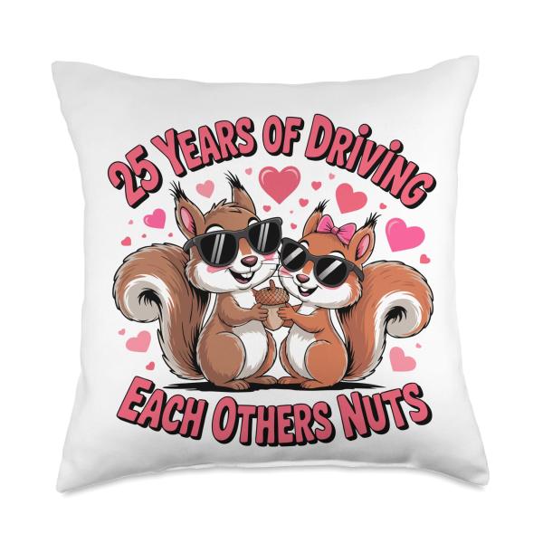 25th Wedding Anniversary 25 Years Of Driving Each Other Nuts Throw Pillow