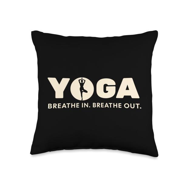 Yoga Inhale Exhale Retro Balance Design Throw Pillow