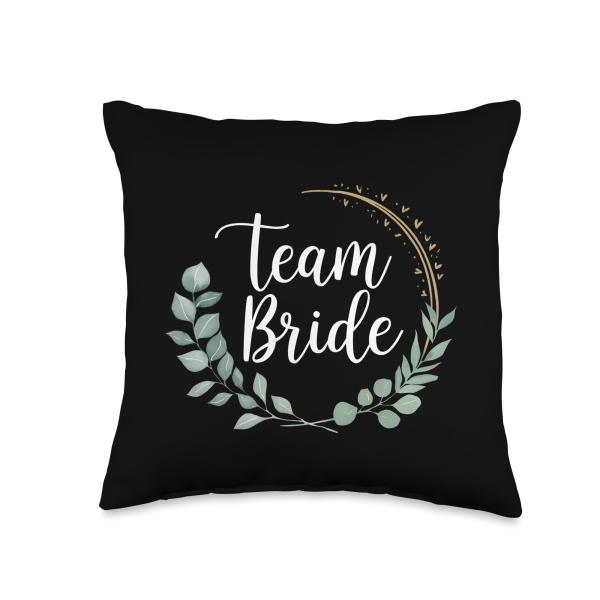 Team Bride Wedding Hen Night Eucalyptus Throw Pillow