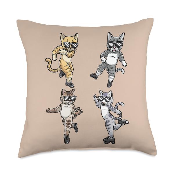Tap Dance Cats Cat Lovers Dance Enthusiasts Throw Pillow