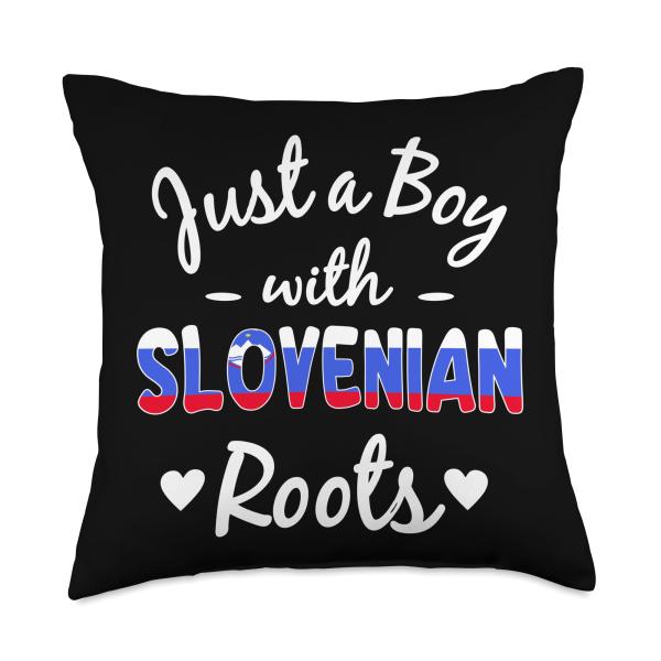 Just A Boy With Slovenian Roots Proud Slovenia Boys Throw Pillow
