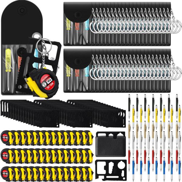 Saysurey 168 Pcs Mini Tape Screwdriver Keychain Set