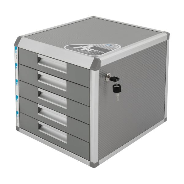 5 Drawers Alloy Office Paper Organizers, Desk Drawer Divider Organizers and Storage Bins with Key, File Cabinet Executive Office Supplies Jewelry, Gad