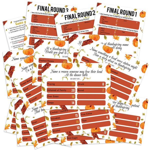 Thanksgiving Friendly Feud Quiz, Thanksgiving Family Feud Board Game, Family Friendly Games, Team Building Activities for Adults, Office, Families Gat