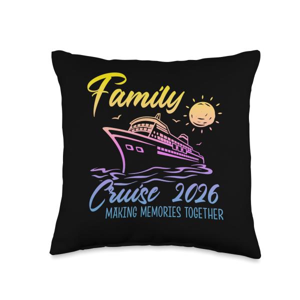 Cute Family Cruise 2026 Retired Girls Birthday Squad Trip Throw Pillow