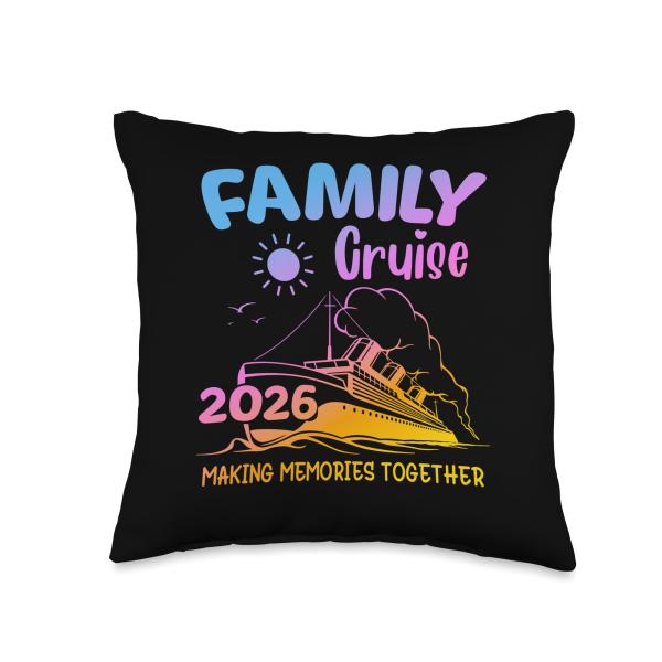 Funny Family Reunion 2026 Countdown Cruise Trip Winter Break Throw Pillow