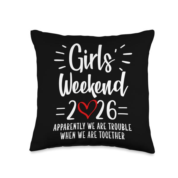 Girls Weekend 2026 We are Trouble When Together Party Match Throw Pillow