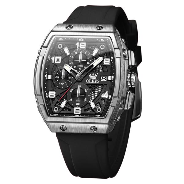 OLEVS Watch for Men Stainless Steel Quartz Chronograph Luminous Waterproof