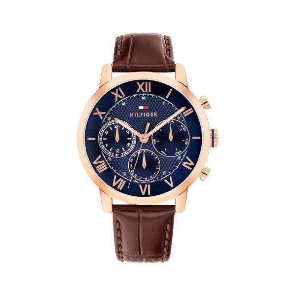Tommy Hilfiger Men's TH-Oxford Multifunction Watch - Round Case - Leather Strap - Modern Classic Style - Gift for Him 42mm