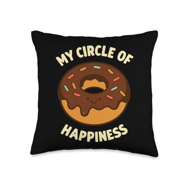 My Circle of Happiness Funny Donut Humor Throw Pillow