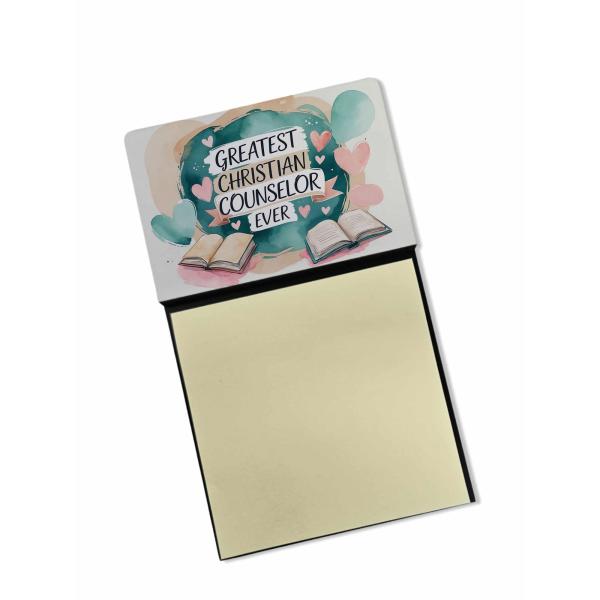 Caroline's Treasures Greatest Christian School Counselor Ever Funny Sticky Note Holder for Teacher's Gift Refillable with 3x3 Notes