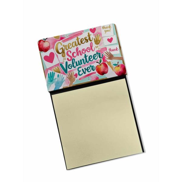 Caroline's Treasures Greatest School Volunteer Ever Funny Sticky Note Holder for Teacher's Gift Refillable with 3x3 Notes